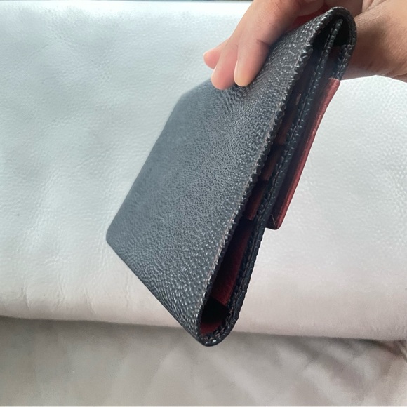 Oleg Cassini Black Cognac Pebbled Leather Trifold Wallet Women Men Fiocchi Italy - Picture 3 of 16